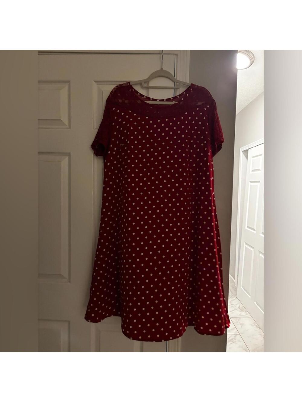 Polka Dot Burgundy Dress Size 2XL